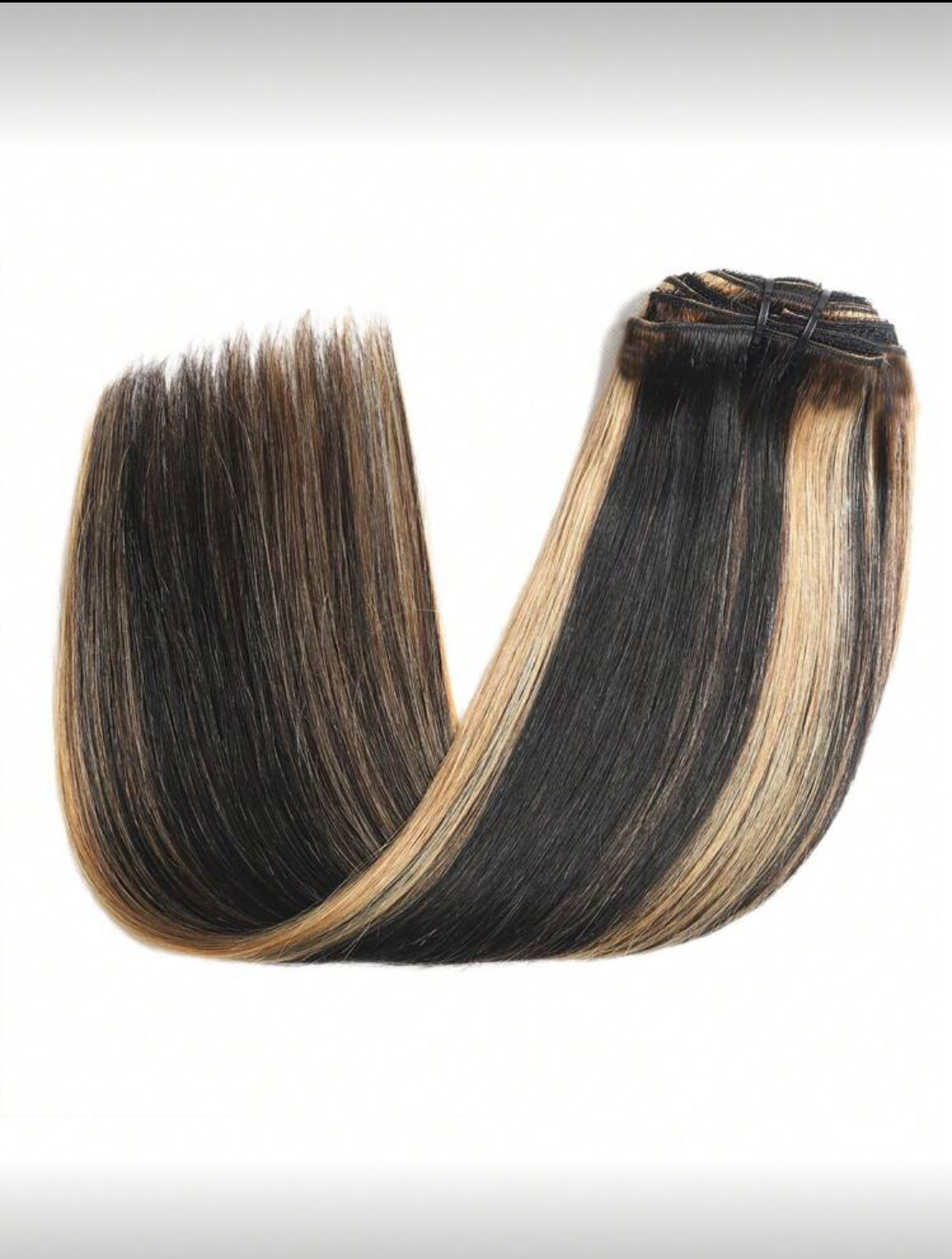 Highlight Clip In Real Human Hair 160g,  10 Pcs/Set Extensions Silky Straight Black Mixed With Brown Clip Ins Hair Extensions