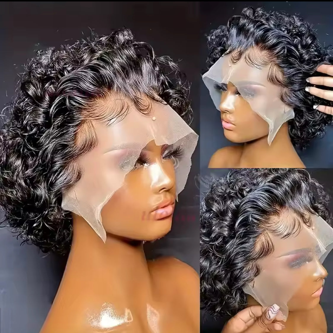 Short Bob Pixie Curls 13x4 Lace Frontal Wigs Pixie Cut Human Hair Wig Transparent Lace Front Human Hair Wig