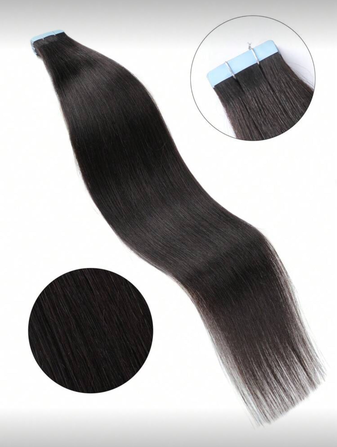 Remy Human Hair Tape In Extensions Real Remy Human Hair Black 20 Pcs/Pack Invisible Tape In Natural Human Hair
