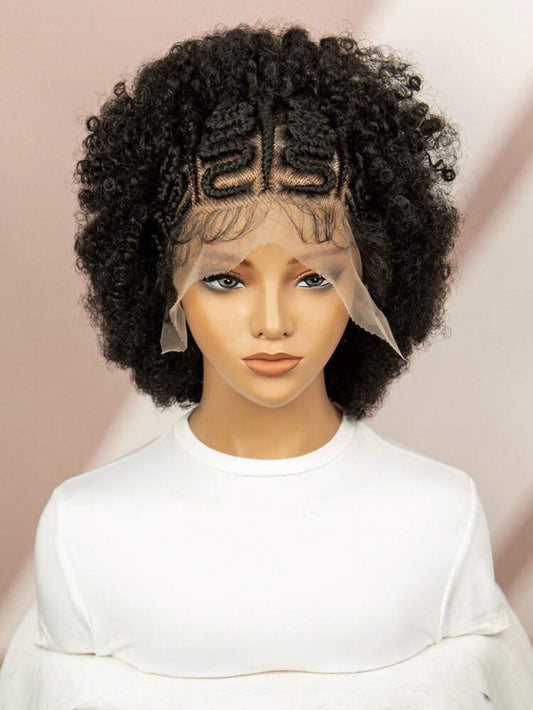 Short Curly Full  Lace Front African Twist Curl Wigs  Braid Wigs