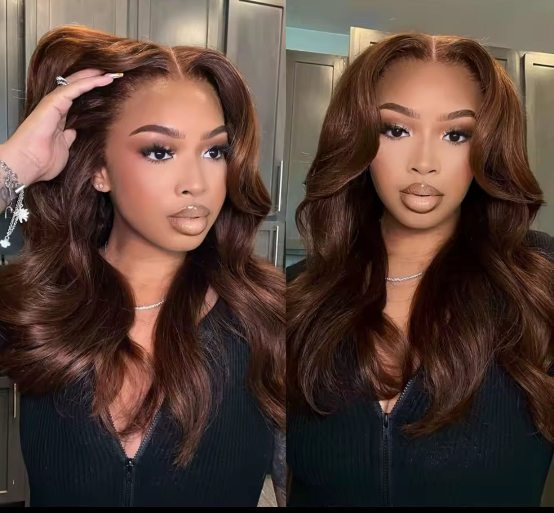 Chocolate Brown Body Wav HD Frontal Human Hair Wig Brazilian Colored 13x4 Glueless Human Hair Wigs