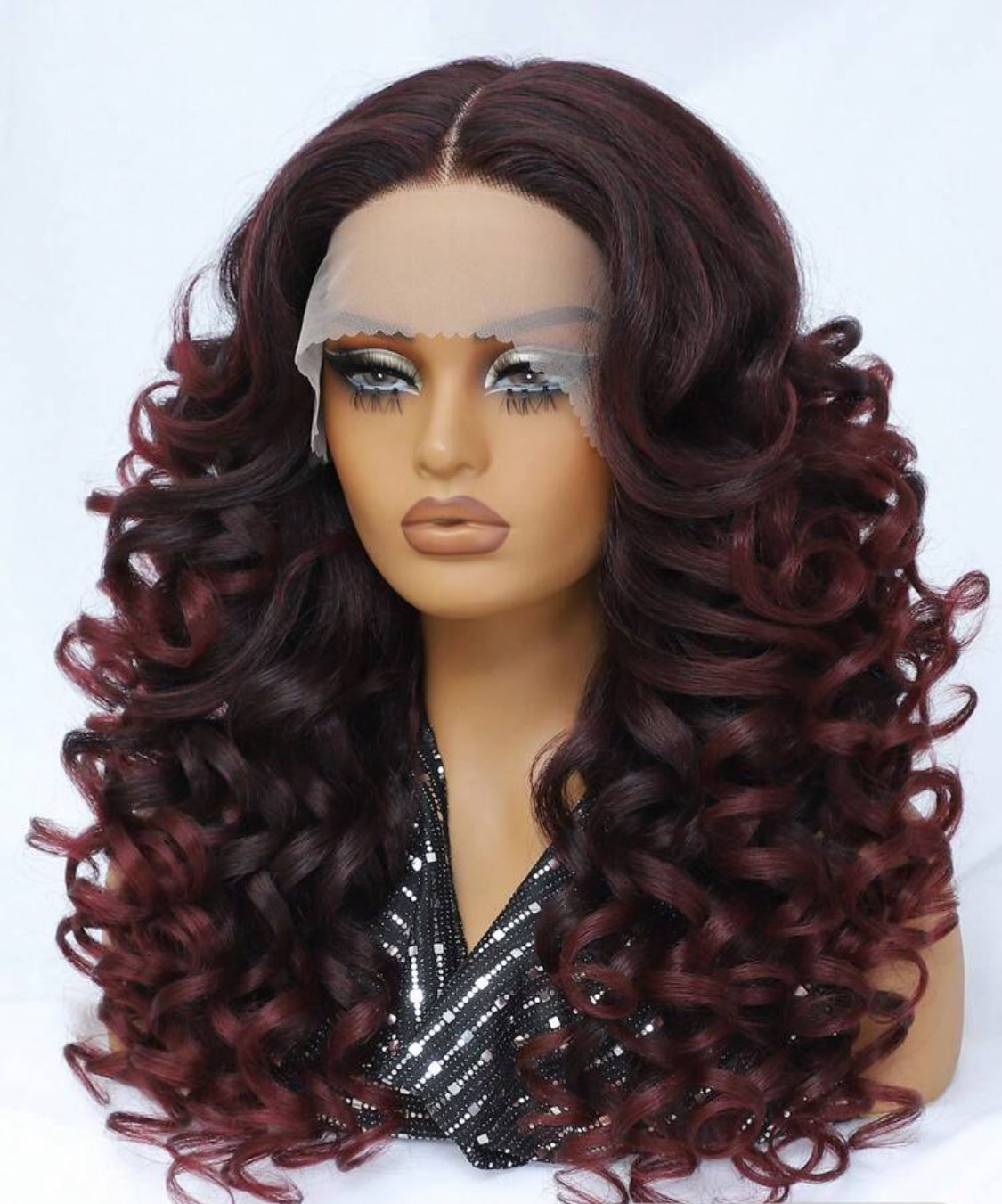 24 Inch HD  Heat Resistant Fiber Lace Front Wigs Curly  T-Part Synthetic Hair Glueless Lace Wigs 180% Density