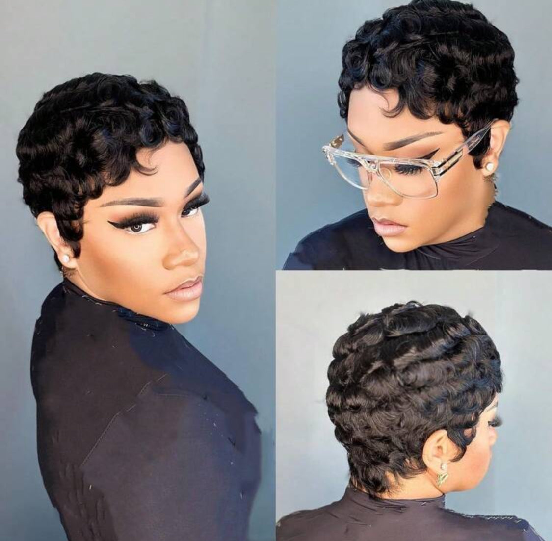 Pixie Cut Human hair wig short trend Wave Wig 6inches pixie cut