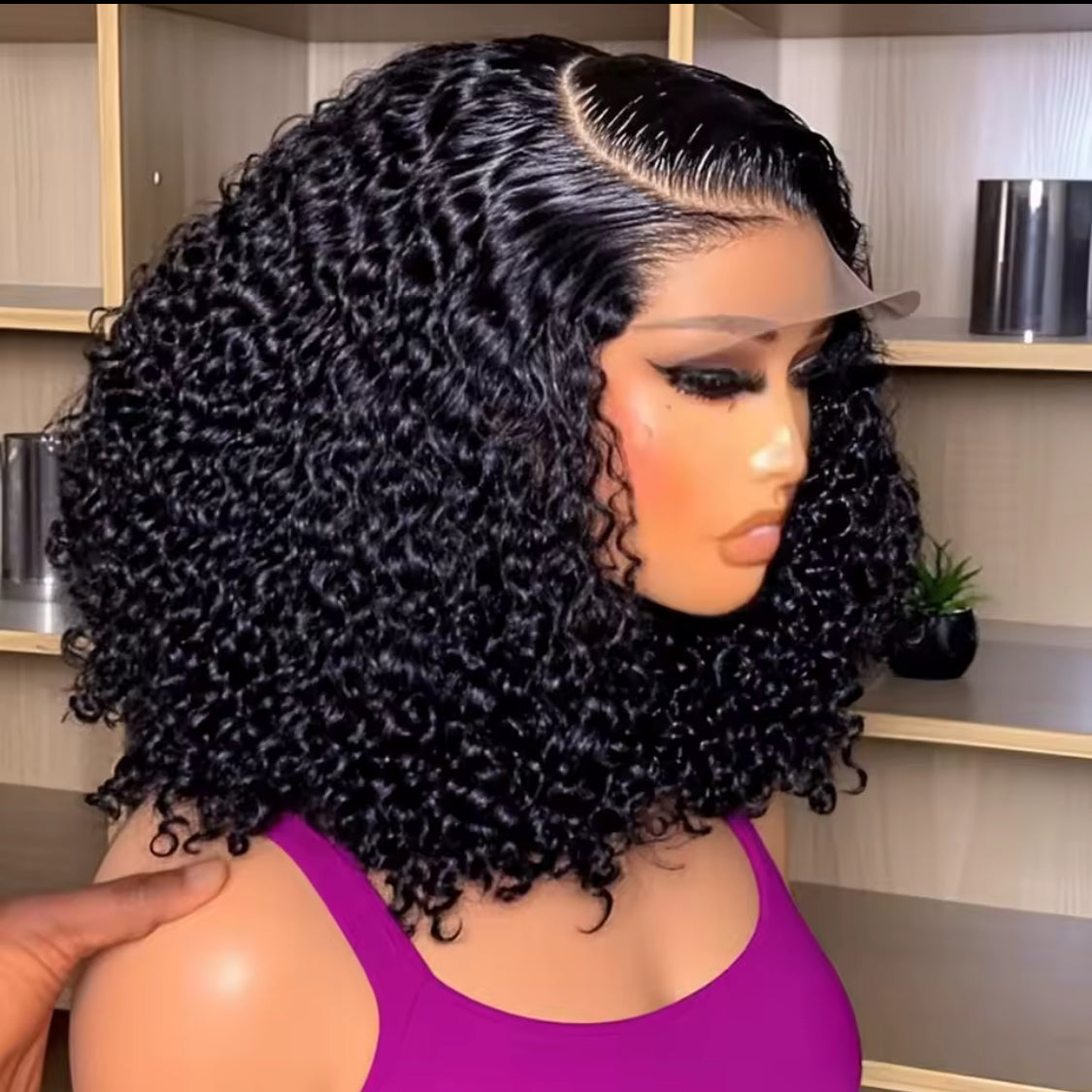 Bob Curly 4x4 lace Human Hair Wig Brazilian 4x4 Deep Water Wave Lace Frontal Wigs Pre Plucked