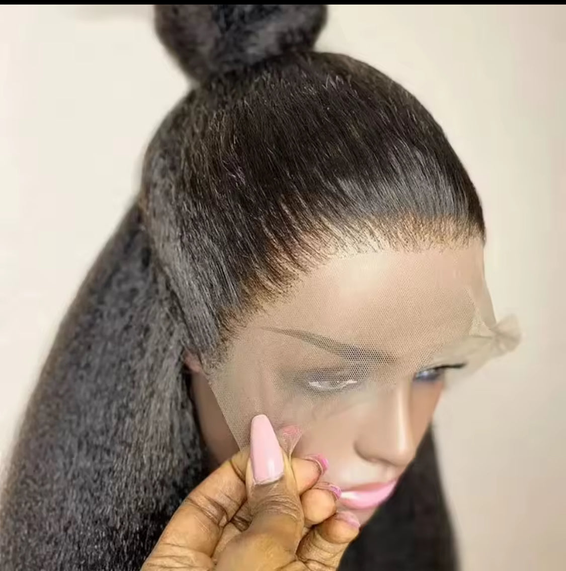 Kinky Straight Peruvian  Full Lace Wig Human Hair Preplucked Yaki Straight Wig Human Hair 13x6 Hd Lace Frontal Wig