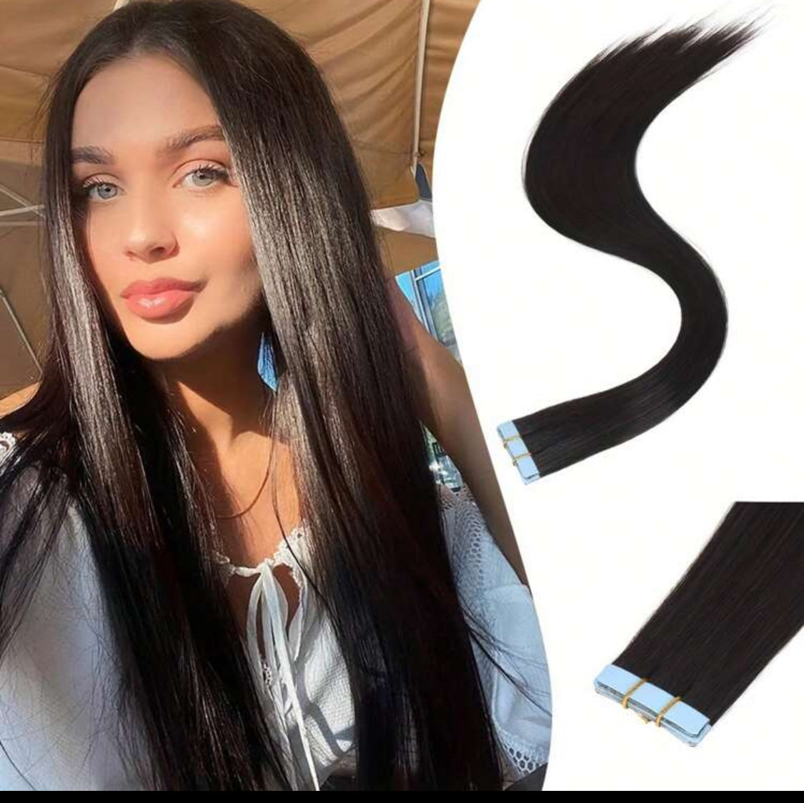 Remy Human Hair Tape In Extensions Real Remy Human Hair Black 20 Pcs/Pack Invisible Tape In Natural Human Hair