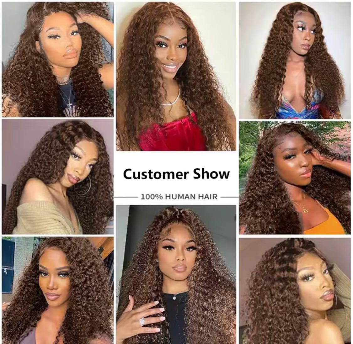 13x4  frontal Chocolate Brown Deep Wave Frontal Wig Curly Lace Front Human Hair Water Wave Brazilian .