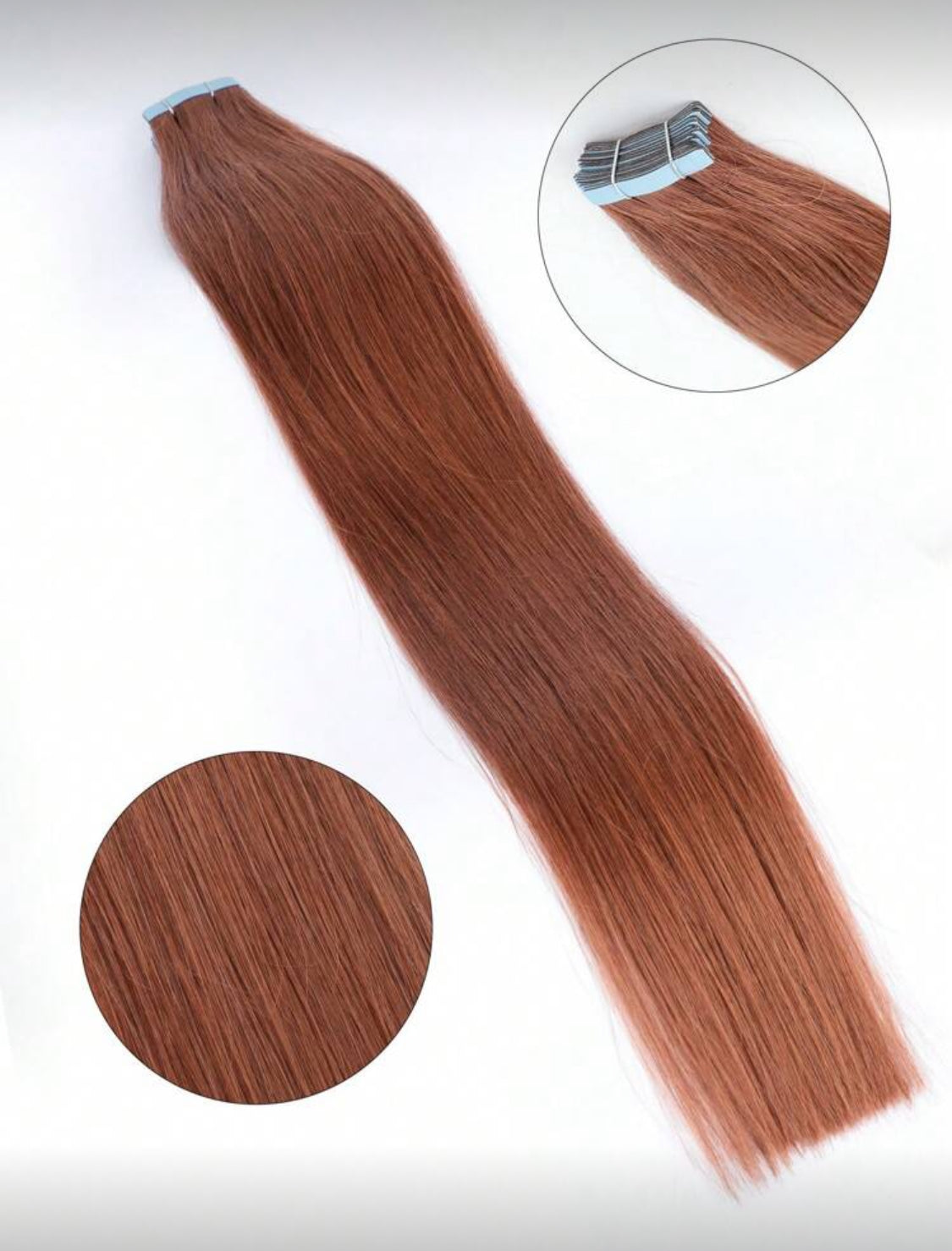 Reddish Brown Tape in Remy Human Hair Extensions Real Remy Human Hair Black 20 Pcs/Pack In Natural Human Hair
