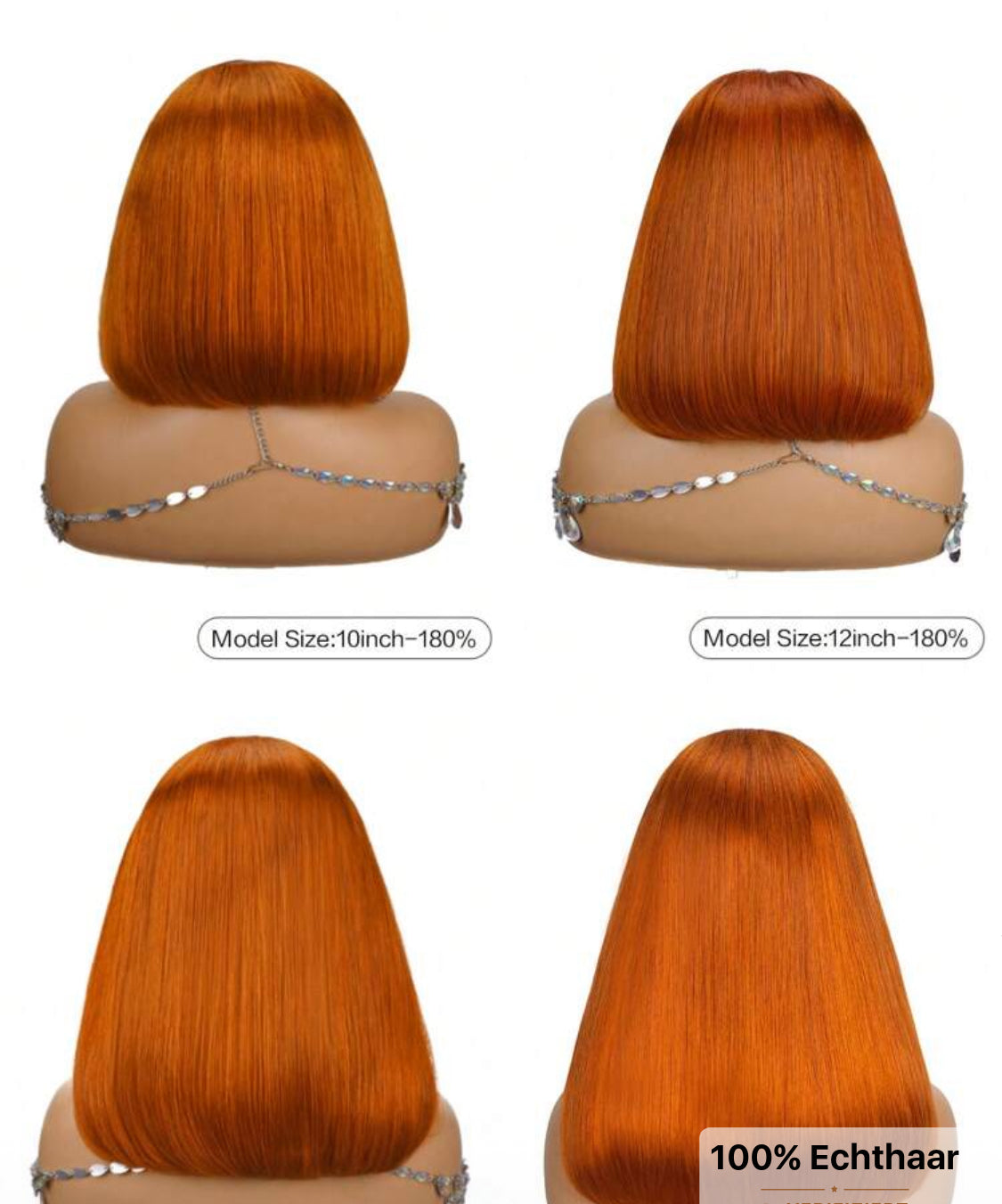 Bob Wig in Orange #350 Human Hair 13x4 Transparent Lace Front 180% Density Straight Pre Plucked Natural Hairline