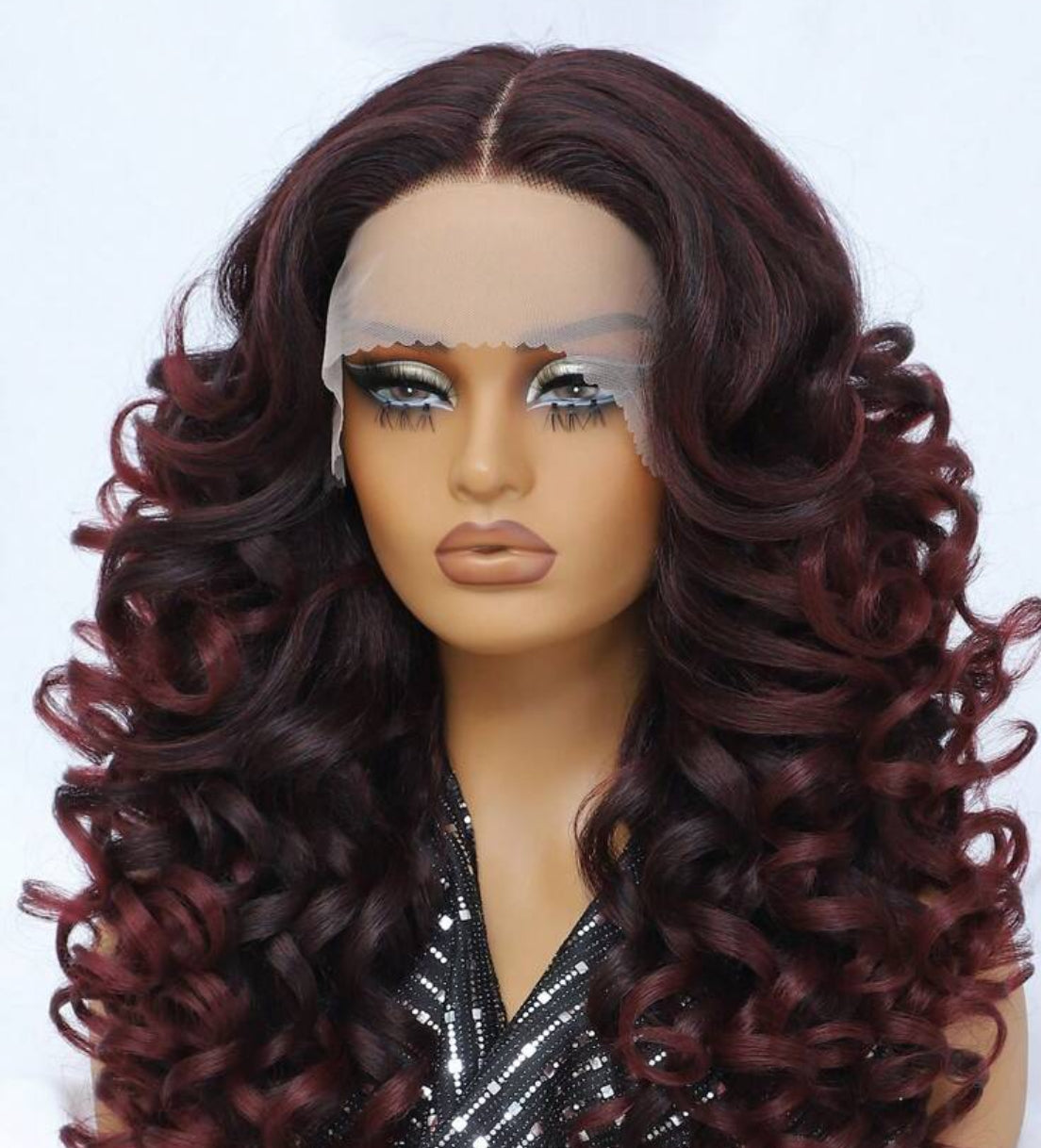 24 Inch HD  Heat Resistant Fiber Lace Front Wigs Curly  T-Part Synthetic Hair Glueless Lace Wigs 180% Density