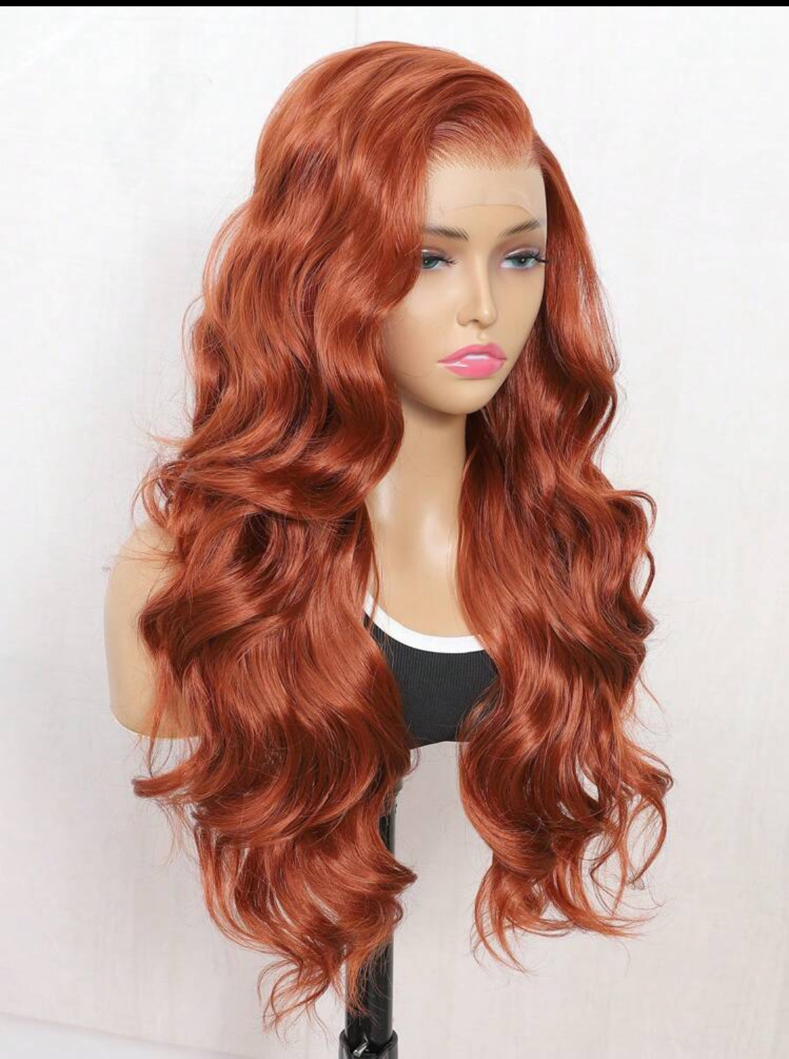 24 Inches Luxury orange  Synthetic Heat Resistant 13x6 Long Body Wavy Hair Pre-Plucked Hairline Synthetic HD Lace Front Wigs Natural Hairline High Quality Synthetic wig