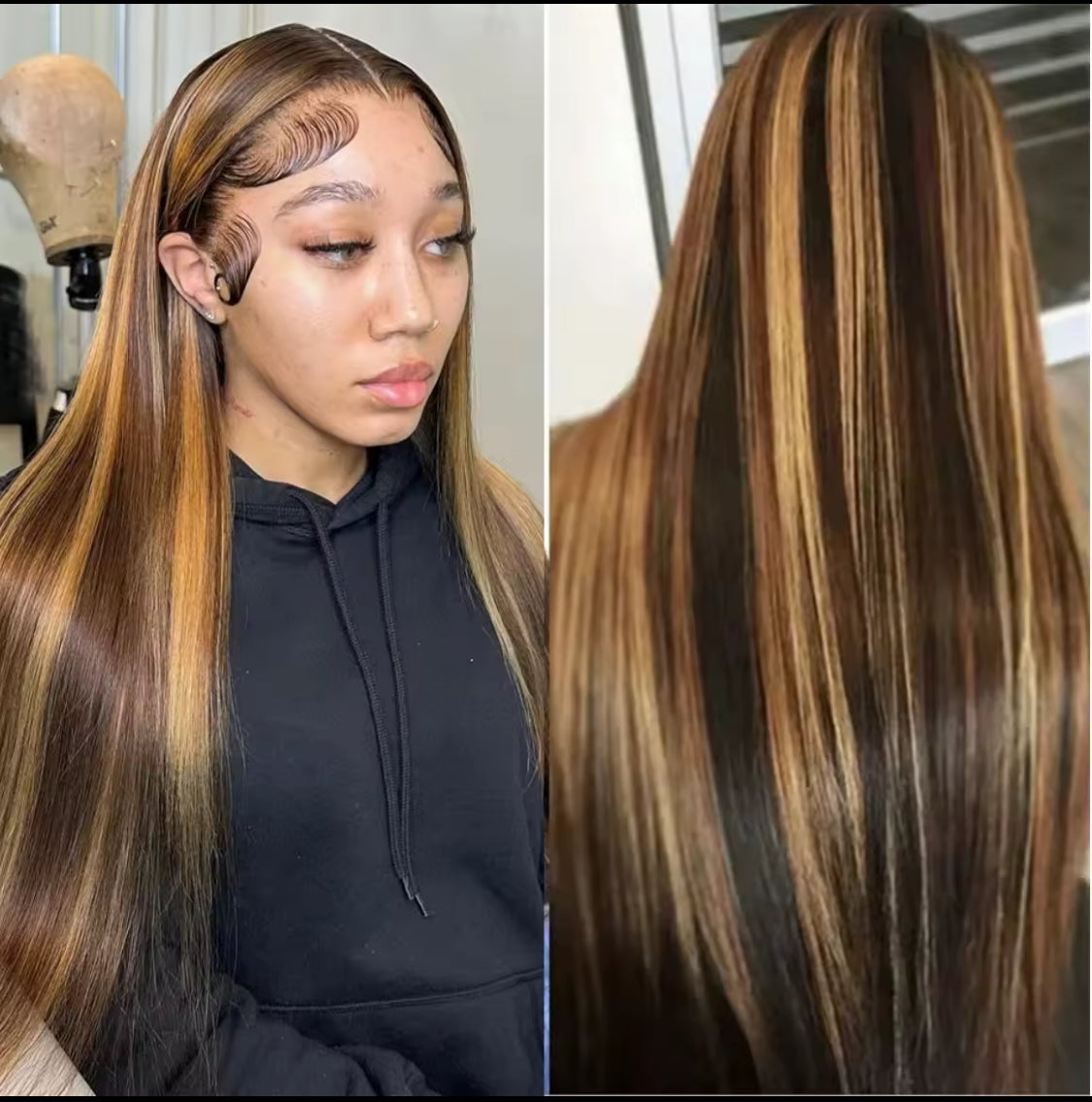 Highlight Wig 100 Human Hair Lace Front Wig Straight Blonde Ombre Colored Brazilian 13X6 Lace Frontal Wigs  Pre Plucked