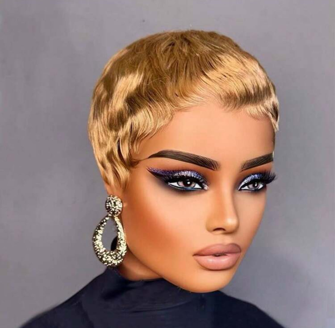 Pixie Cut Echthaarperücke, kurzer Trend, Wellenperücke, 6 Zoll, Pixie Cut 