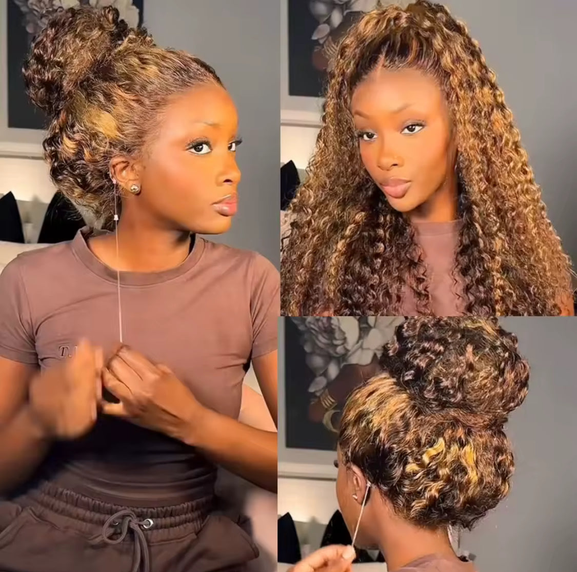 Invisible Strap Highlight 360 Full Hd Lace Front Wig Honey Blonde Glueless Wig H Deep Wave Frontal Wig Human Hair