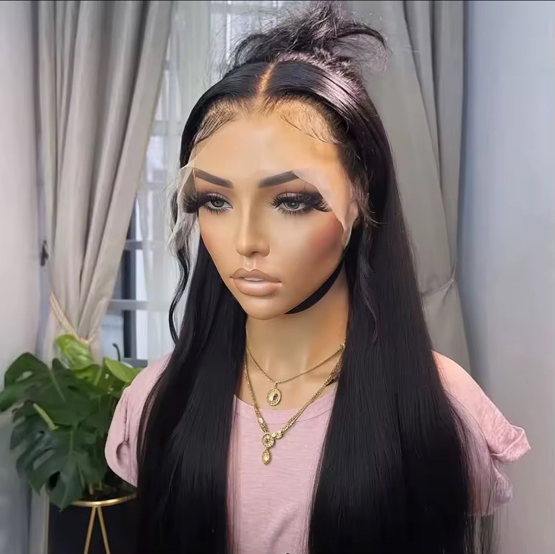 Transparent Lace Frontal Wigs 13×6HD Layered  Remy Human hair straight Wigs  100% Human Hair Pre Plucked Wig