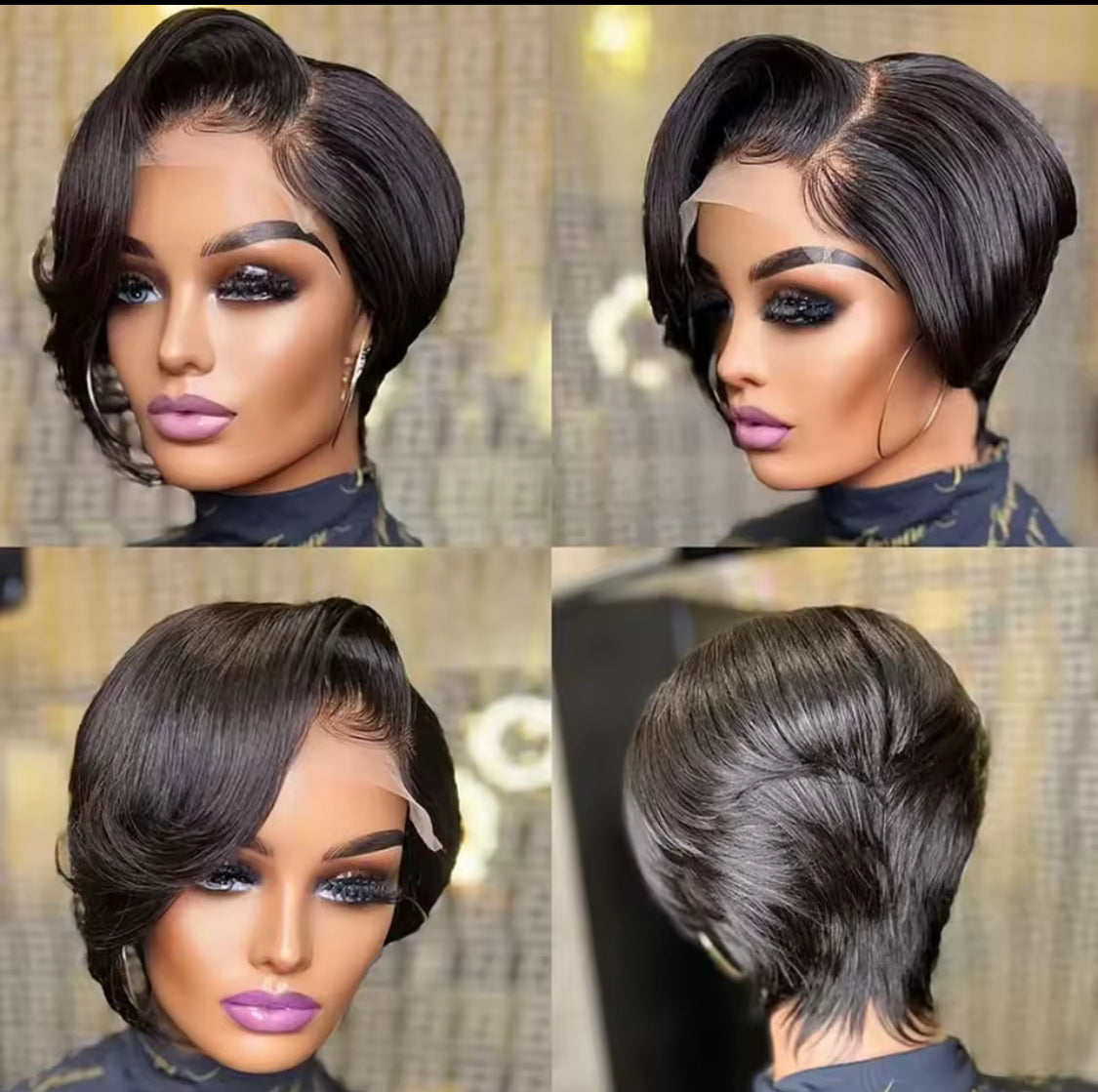 13x4 Short Pixie Cut Lace Front Wig black short Pixie Cut Transparent Frontal Wig Layered Straight