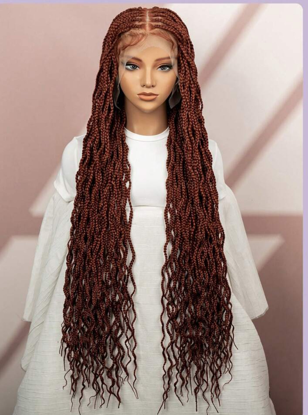 Crocheted Synthetic Handmade Lace Box Braids Short Three-Strand Twist Wig ,Bohemian Goddess River Box Braid