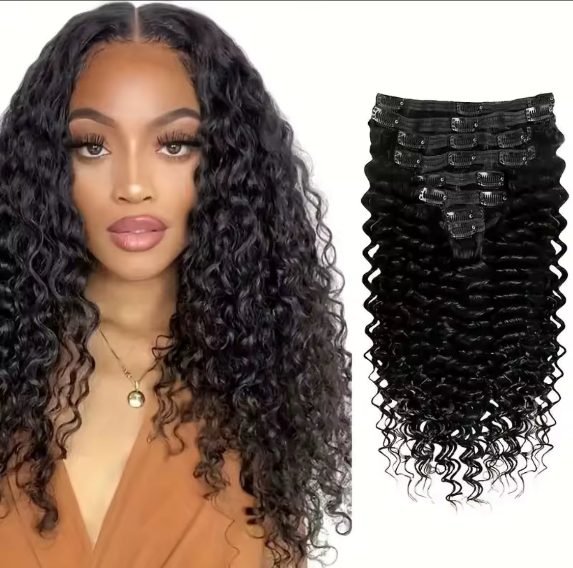 Premium quality Water Wave Clip In Human Hair Extensions 8PC/Set 120 Remy Virgin Curly Wavy Clip On Hair For Women Natural Hair Clips