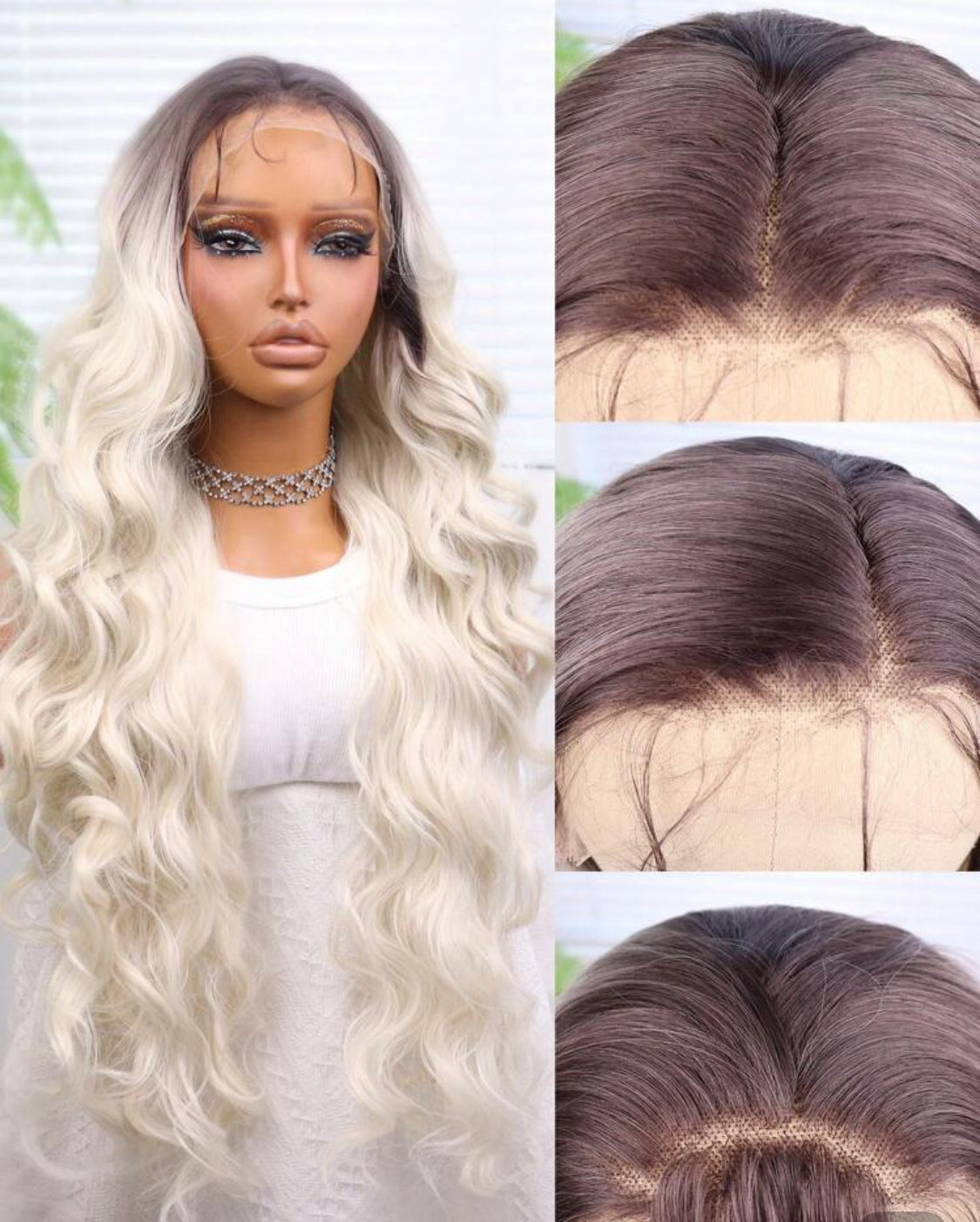 Blonde Synthetic Heat Resistant Front Lace Wig 13*4 Long Wave Hair 30 Inch Premium Quality