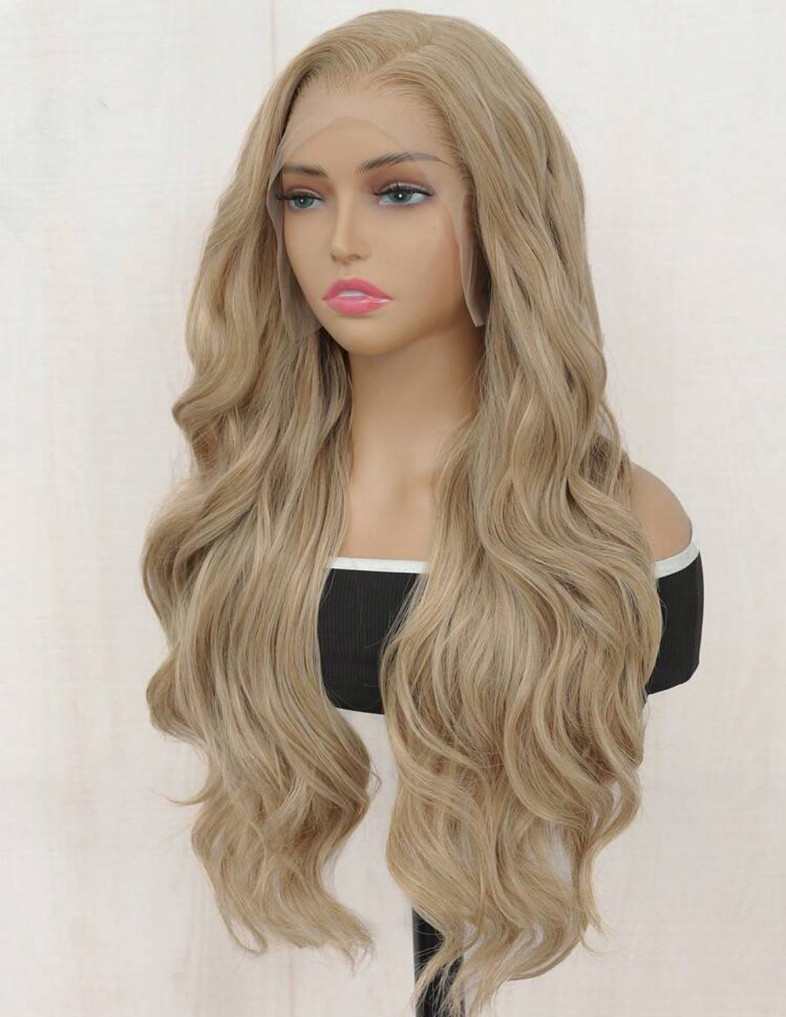 Luxury Blonde 24 Inches  Synthetic Heat Resistant 13x6 Long Body Wavy Hair Pre-Plucked Hairline Synthetic HD Lace Front Wigs Natural Hairline High Quality Synthetic wig