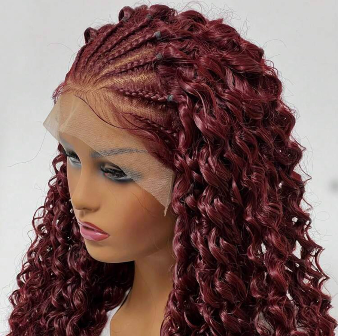 Burdungy Wig 26 Inches Long Synthetic Lace Front Braids Curly Gluless Wigs With Baby Hair Burdungy Wig