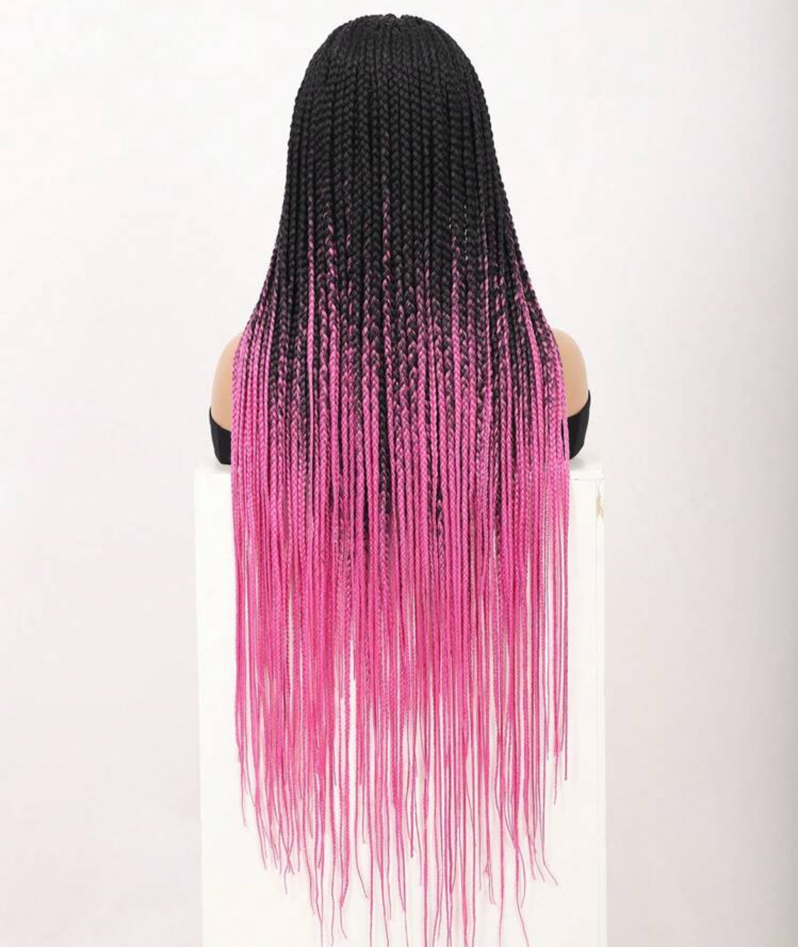 Hot Pink Full Lace Box Braided Wigs For Women 36 Inches Knotless Cornrow Braids Lace Frontal Synthetic Braided Wig