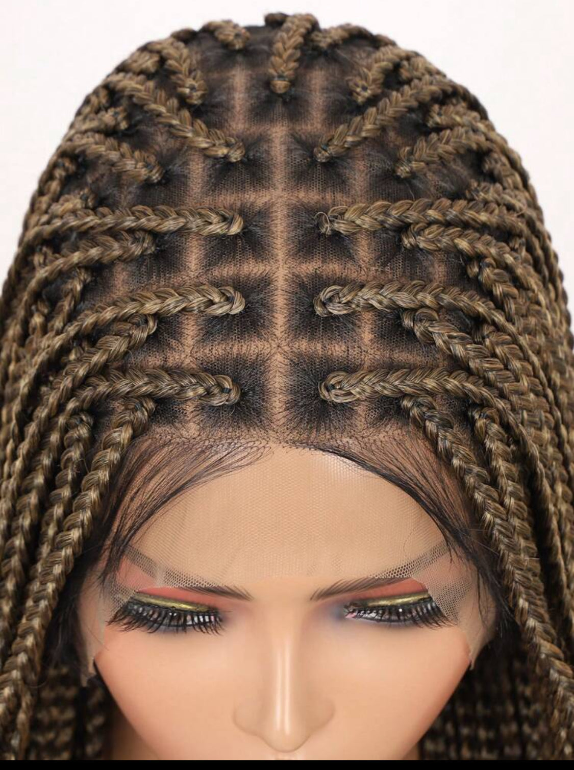 37 Inches Lace Front Knotless Synthetic Wigs Box Braided Wigs With Baby Hair Long Braids Wig With Curls Ends