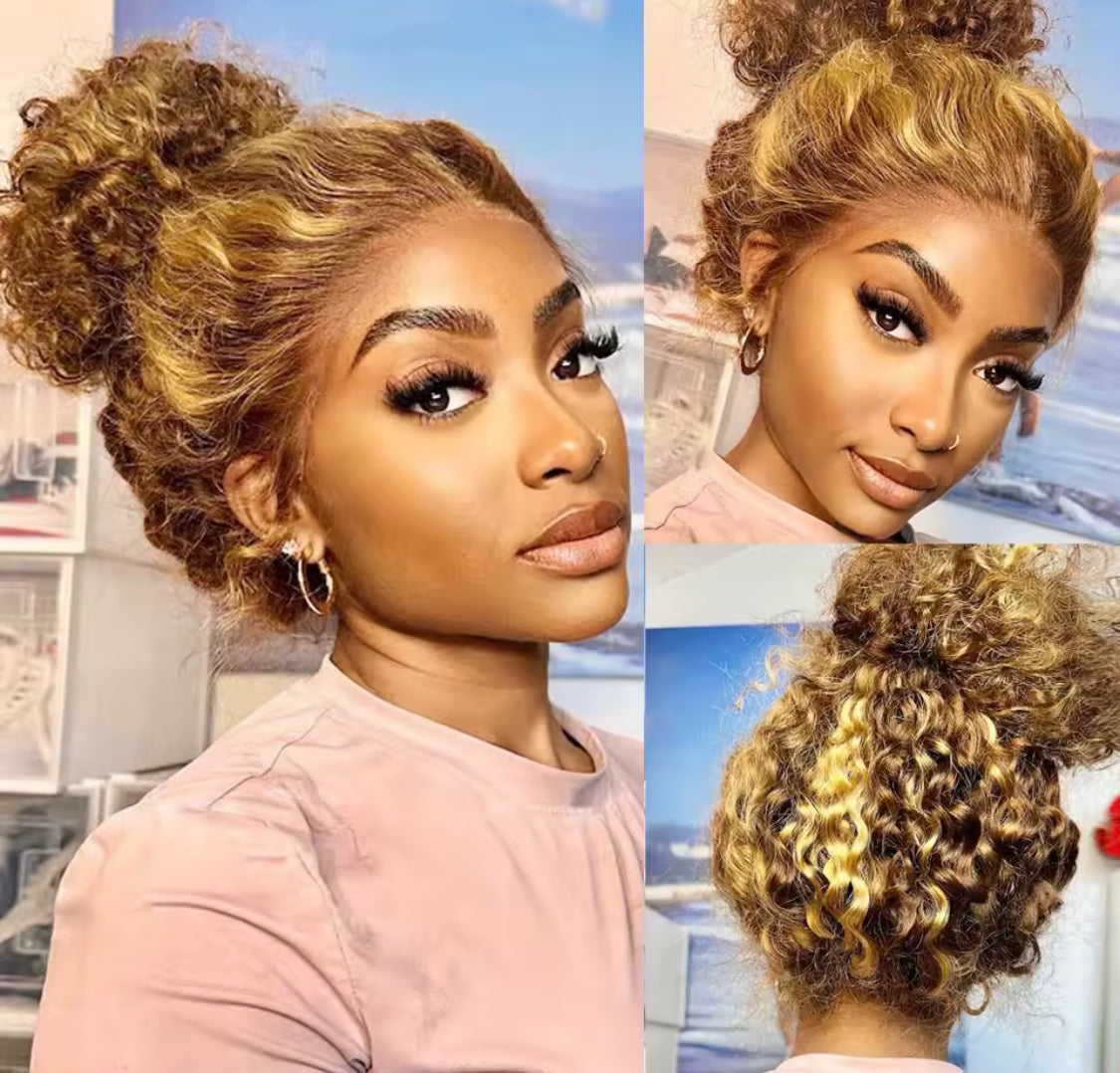 Invisible Strap Highlight 360 Full Hd Lace Front Wig Honey Blonde Glueless Wig H Deep Wave Frontal Wig Human Hair