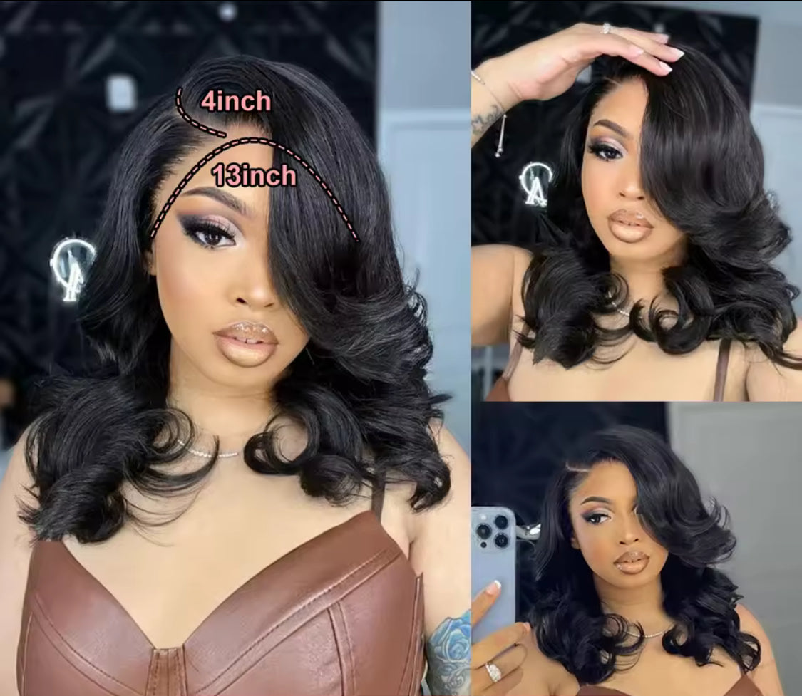 250 Density Short Bob Body Wave 13x6 HD Lace Frontal Human Hair Wigs Glueless 100% Human Hair Wig  Pre Plucked