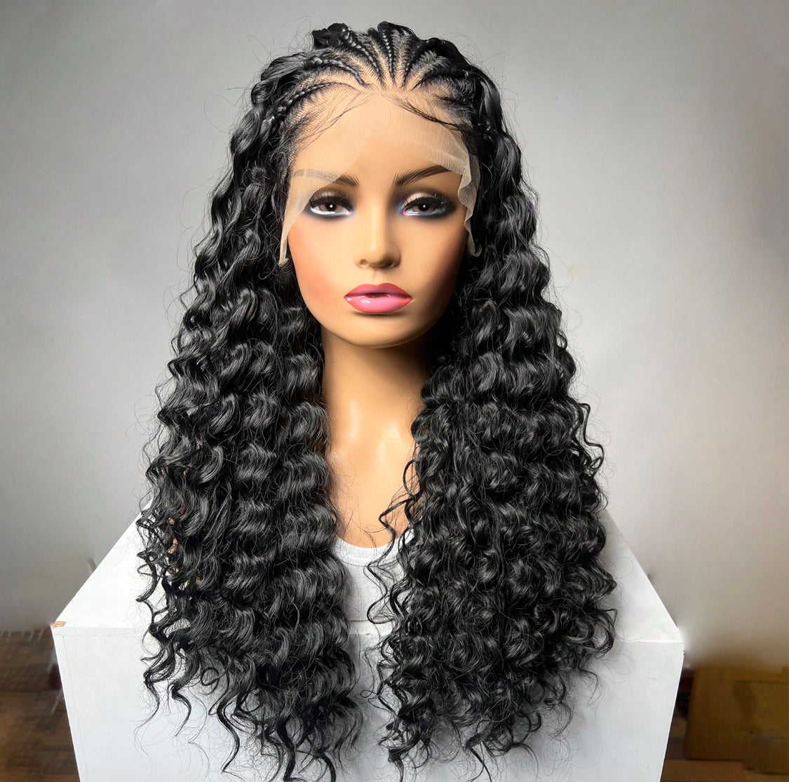 26 Inches Long Synthetic Lace Front Braids Curly Gluless Wigs With Baby Hair